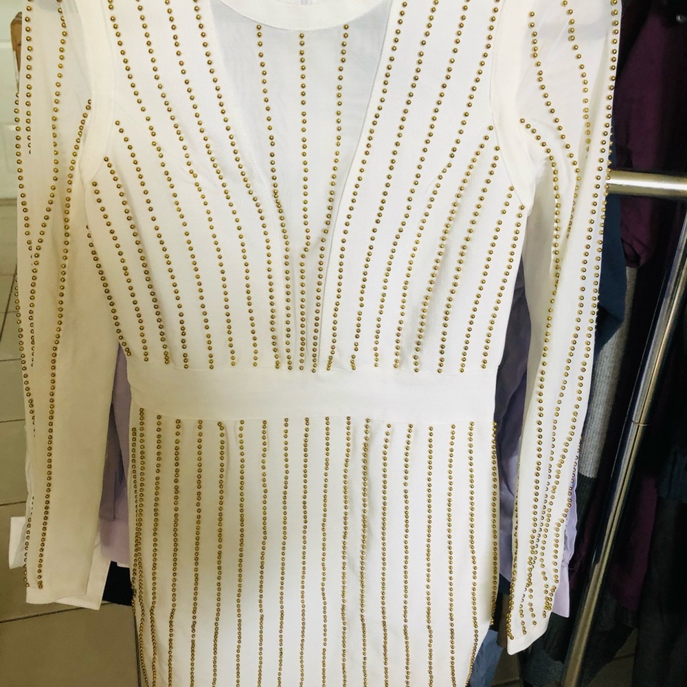 WOW Couture Bead Embellished Mesh Bandage Dress - Picture 4 of 8